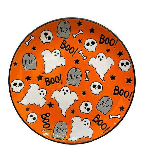 Eli + Ana MELTON GHOST Dinner Plate Set of 4 Ceramic Halloween BOO RIP New - Picture 2 of 15